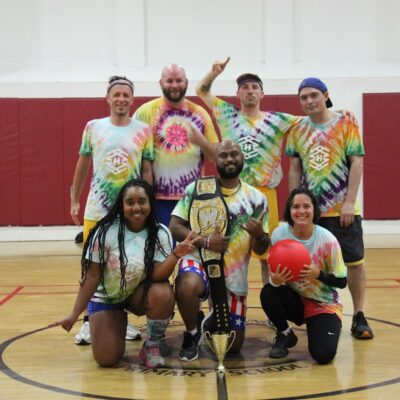 green tie dye team dodgeball